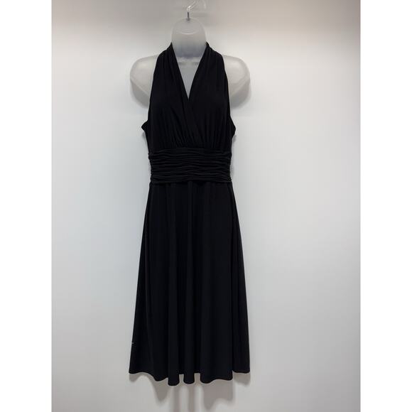 Kasper Sleeveless Fit & Flare Dress Black Stretch Ruched Waist Women’s Size 8 - Picture 1 of 5